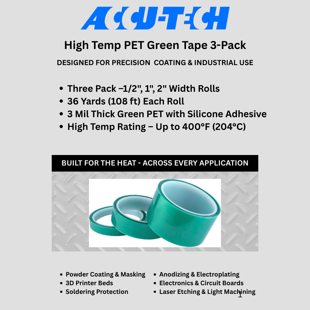 3-Pack High-Temp PET Tape1/2", 1", 2" Roll Included - Image 2